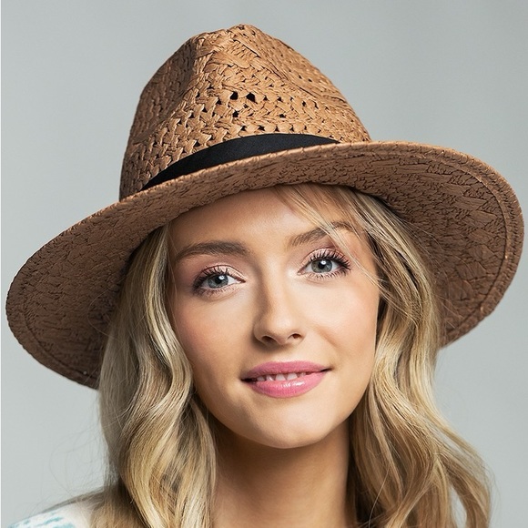 Panama Brown Straw Beach Hat NWT - Picture 3 of 7